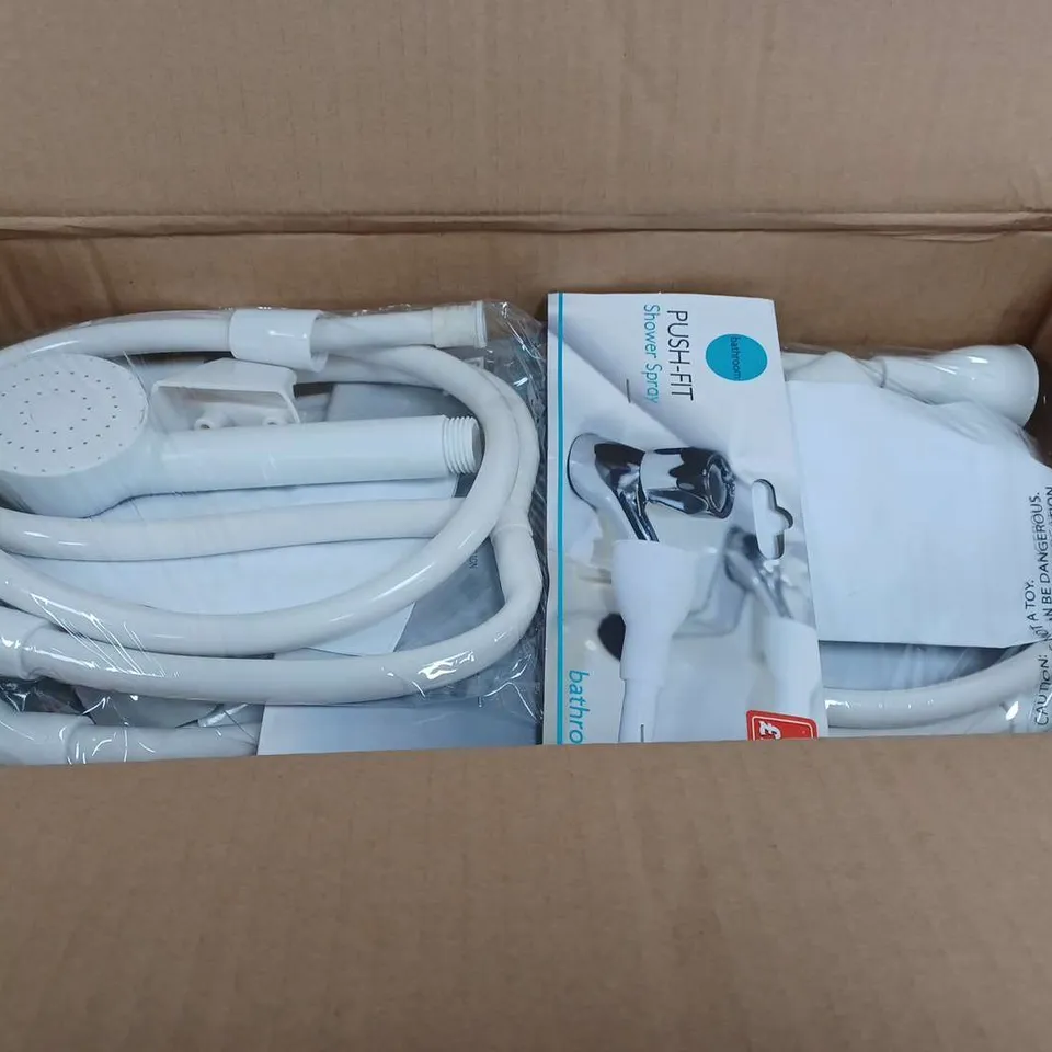 LOT OF 12 PUSH FIT SHOWER SPRAY WHITE