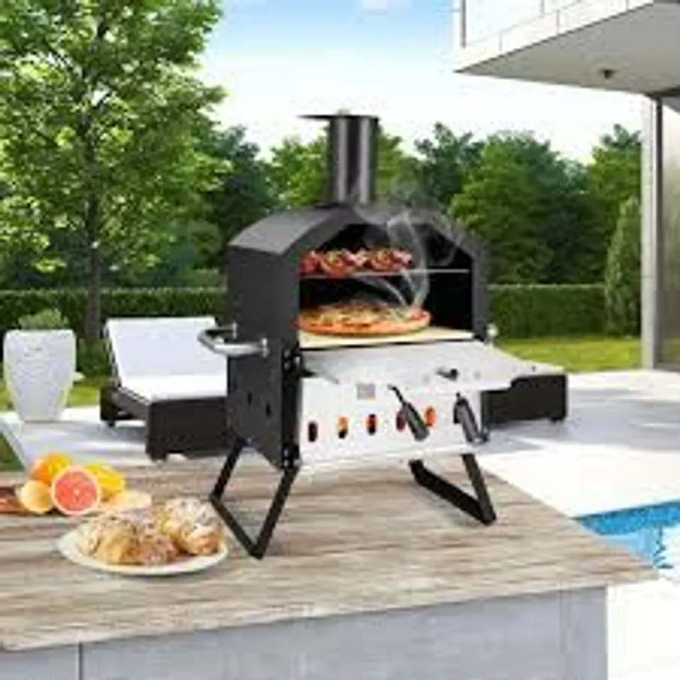 BOXED COSTWAY BLACK OUTDOOR PIZZA OVEN WITH WATERPROOF COVER