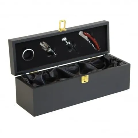 BOXED OYPLA OYPLA WINE BOTTLE GIFT BOX PRESENTATION CASE & 4PC ACCESSORIES SET 