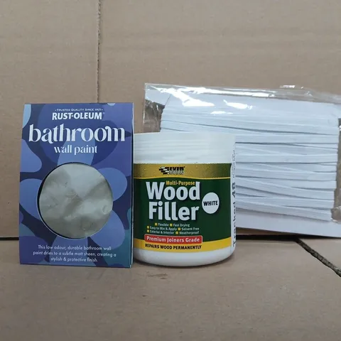 APPROXIMATELY 10 ASSORTED HOUSEHOLD ITEMS TO INCLUDE WOOD FILLER, BATHROOM WALL PAINT, ETC