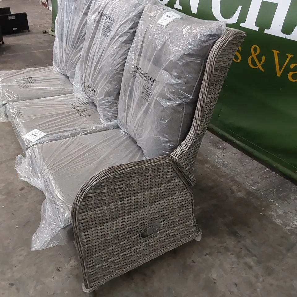 FIJI RATTAN RIGHT HAND 3 SEATER RECLINER RATTAN PIECE IN GREY WITH CUSHIONS