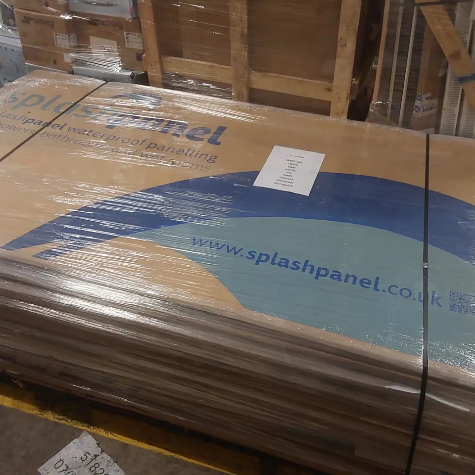 PALLET CONTAINING APPROXIMATELY 50x UNCHECKED DESIGNER 10MM PVC SPLASH WALL PANELS