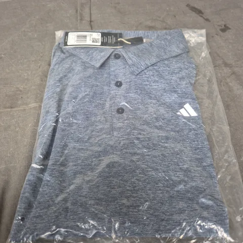ADIDAS DRIVE POLO SHIRT - BLUE HEATHER, MEN'S UK SIZE L (NEW WITH TAGS)
