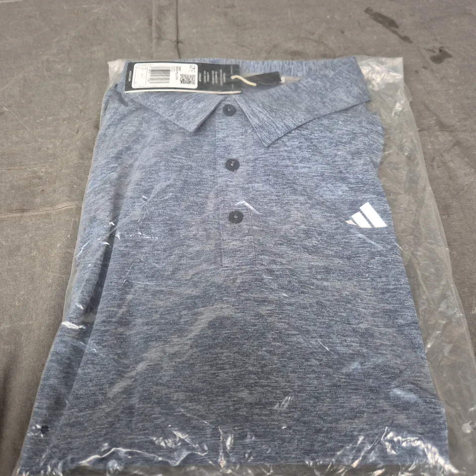 ADIDAS DRIVE POLO SHIRT - BLUE HEATHER, MEN'S UK SIZE L (NEW WITH TAGS)