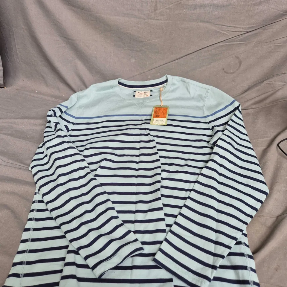 FAT FACE LONG SLEEVE STRIPED T-SHIRT – DK EGG BLUE, UK XL