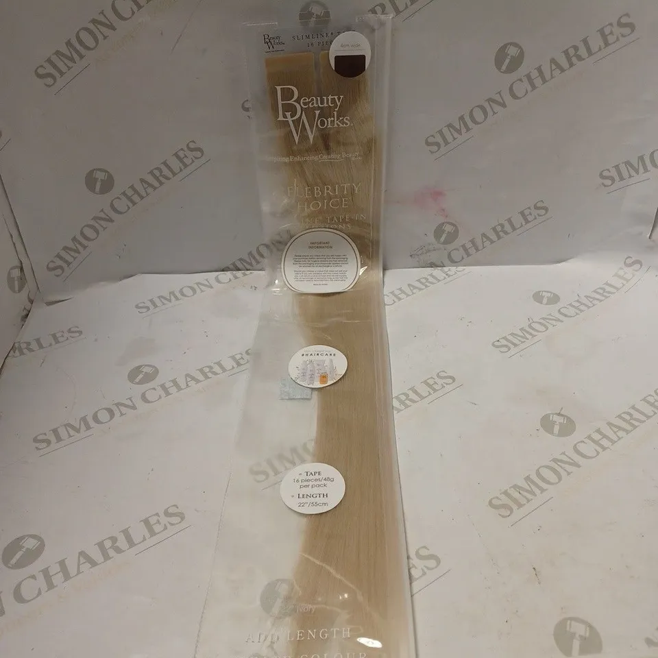 BEAUTY WORKS CELEBRITY CHOICE SLIM-LINE TAPE IN EXTENSION 22" IVORY