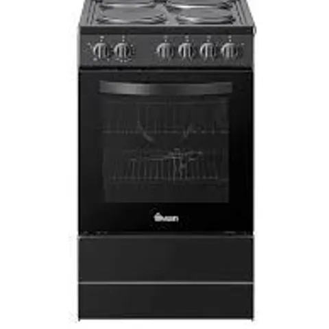 BOXED SWAN SX16710B 50CM WIDE ELECTRIC SOLID BLACK COOKER