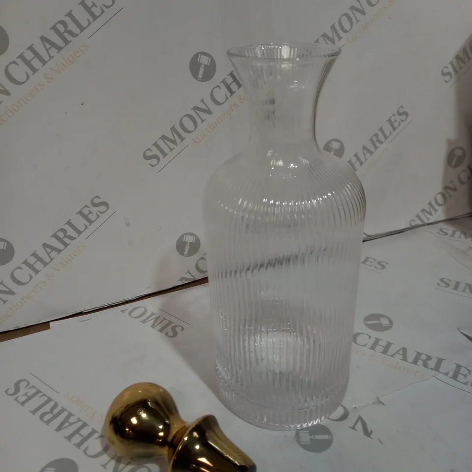 AMANDA HOLDEN FLUTED GLASS DECANTER GOLD TOP