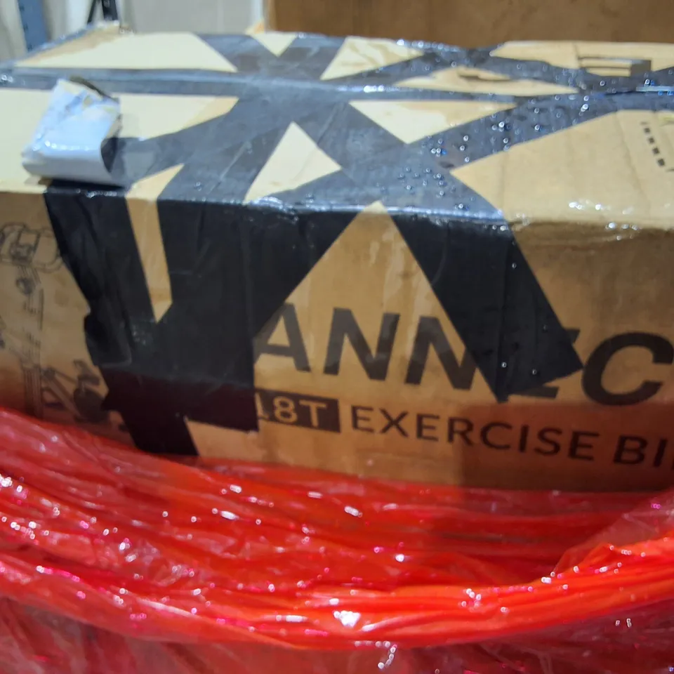 PALLET OF ASSORTED ITEMS TO INCLUDE ALUMINUM LADDERS AND EXERCISE BIKE