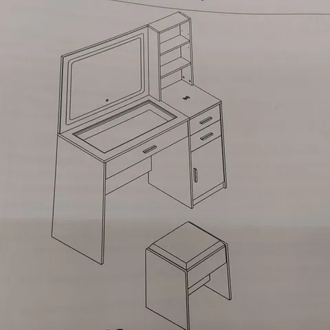 BOXED WHITE WOODEN VANITY DESK 