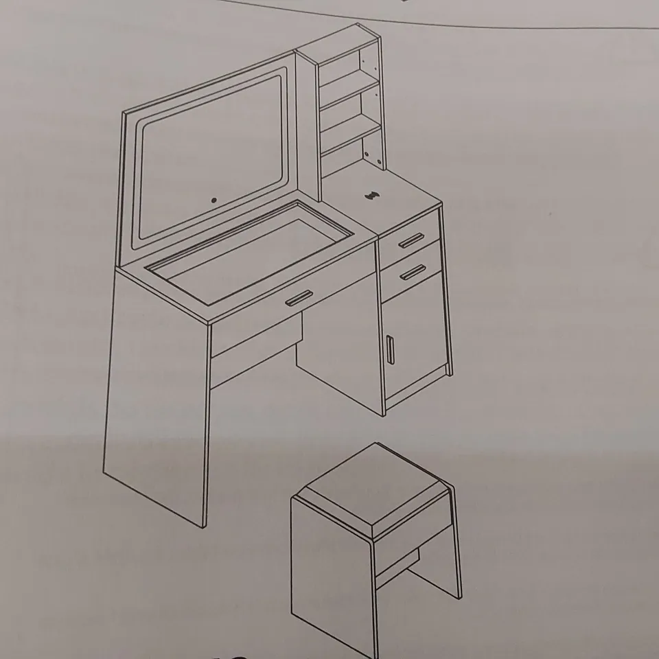 BOXED WHITE WOODEN VANITY DESK 