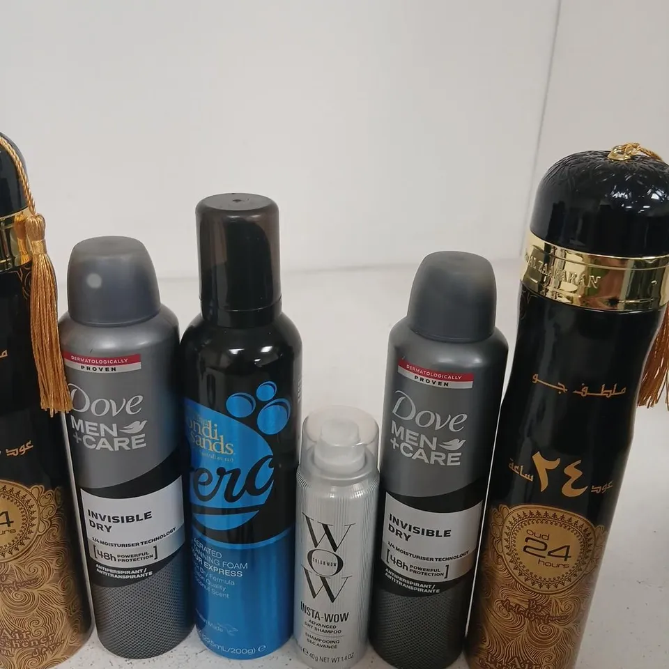 APPROXIMATELY 18 ASSORTED AEROSOL SPRAYS TO INCLUDE; ASSORTED HEALTH & BEAUTY AND HOUSEHOLD ITEMS – DEODORANTS, SHAVING GEL, SKIN CARE & CLEANERS