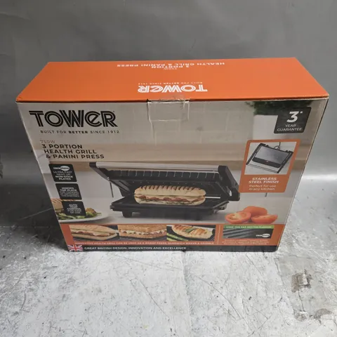 SEALED TOWER 750W 3 PORTION HEALTH GRILL & PANINI PRESS 