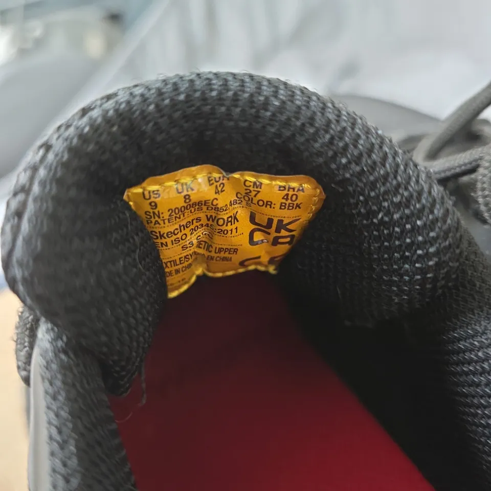 SKECHERS MEN'S WORK SHOES – BLACK, STEEL TOE, SLIP-RESISTANT, UK 8 (US 9, EUR 42)