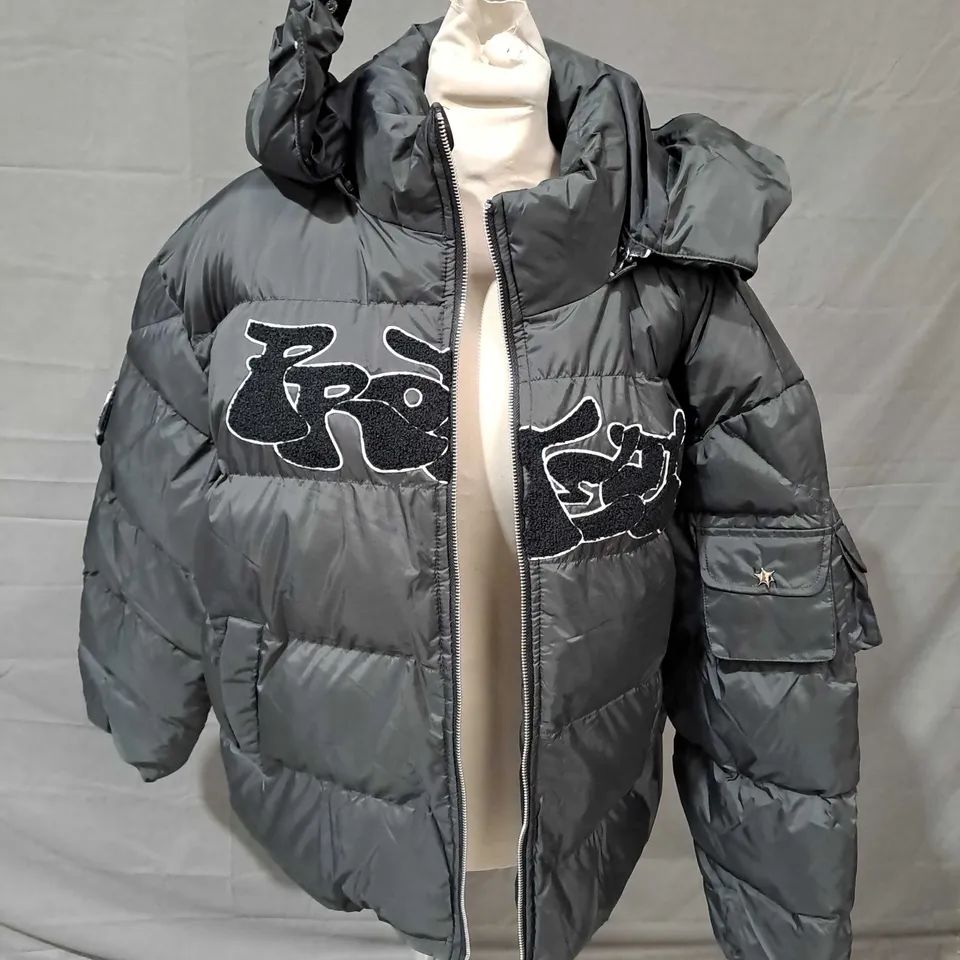 PUFFA HEAVY PADDED JACKET WITH HOOD IN BLACK - SIZE UNSPECIFIED 