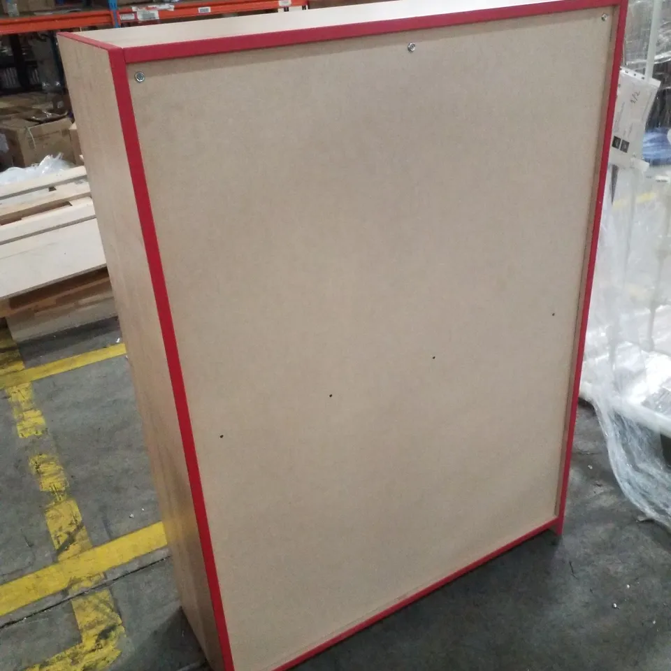 OPEN BOOKCASE WITH 1 FIXED & 2 ADJUSTABLE SHELVES & RED EDGING 900×320×1250MM