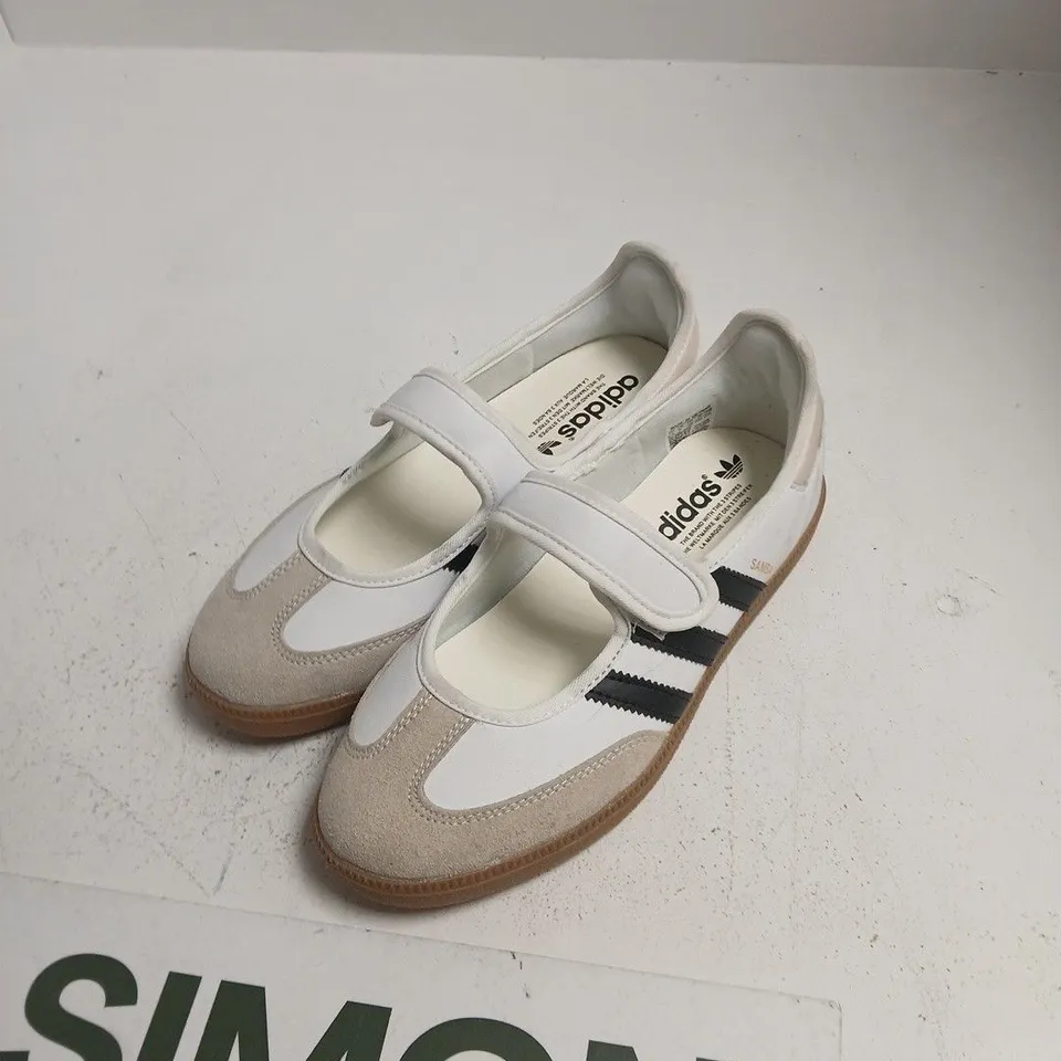 ADIDAS VELCRO STRAP SNEAKERS – WHITE/BEIGE, GUM SOLE, UK 5 (US 6.5, FR 38)