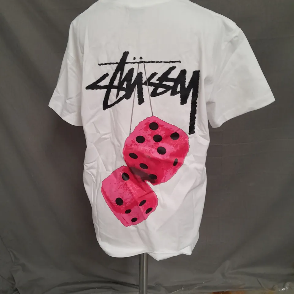 STUSSY PRINTED TSHIRT IN WHITE SIZE M