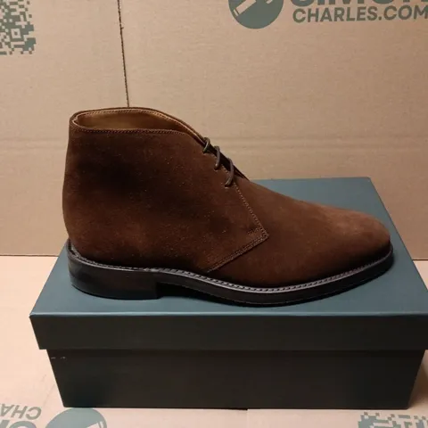 BOXED PAIR OF LOAKE PIMLICO SR SHOES IN BROWN SUEDE - SIZE 7