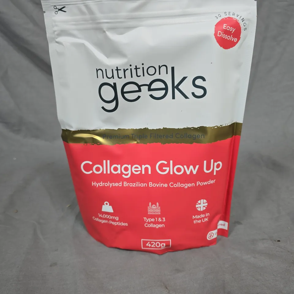 NUTRITION GEEKS COLLAGEN GLOW UP BOVINE COLLAGEN POWDER UNFLAVOURED - 420G
