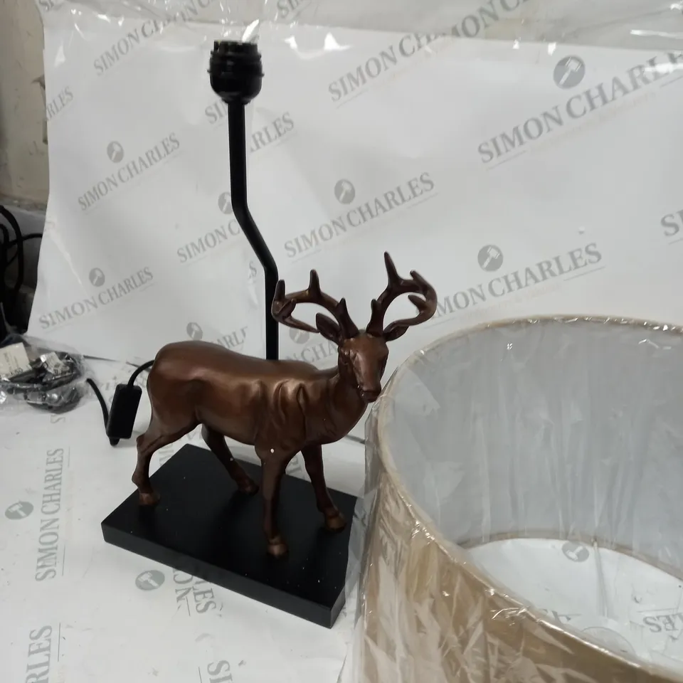 BOXED ALISON CORK ANIMAL TABLE LAMP - BRASS STAG