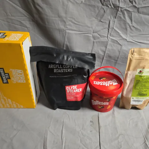 APPROXIMATELY 5 ASSORTED FOOD &DRINK ITEMS TO INCLUDE - YORKSHIRE TEA, COFFEE BEANS AND MALTESERS  - COLLECTION ONLY