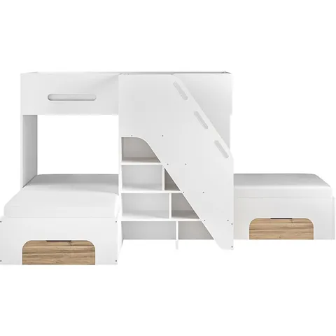 BOXED FLAIR MASON WHITE AND OAK STAIRCASE TRIPLE SLEEPER WITH STORAGE (7 BOXES)