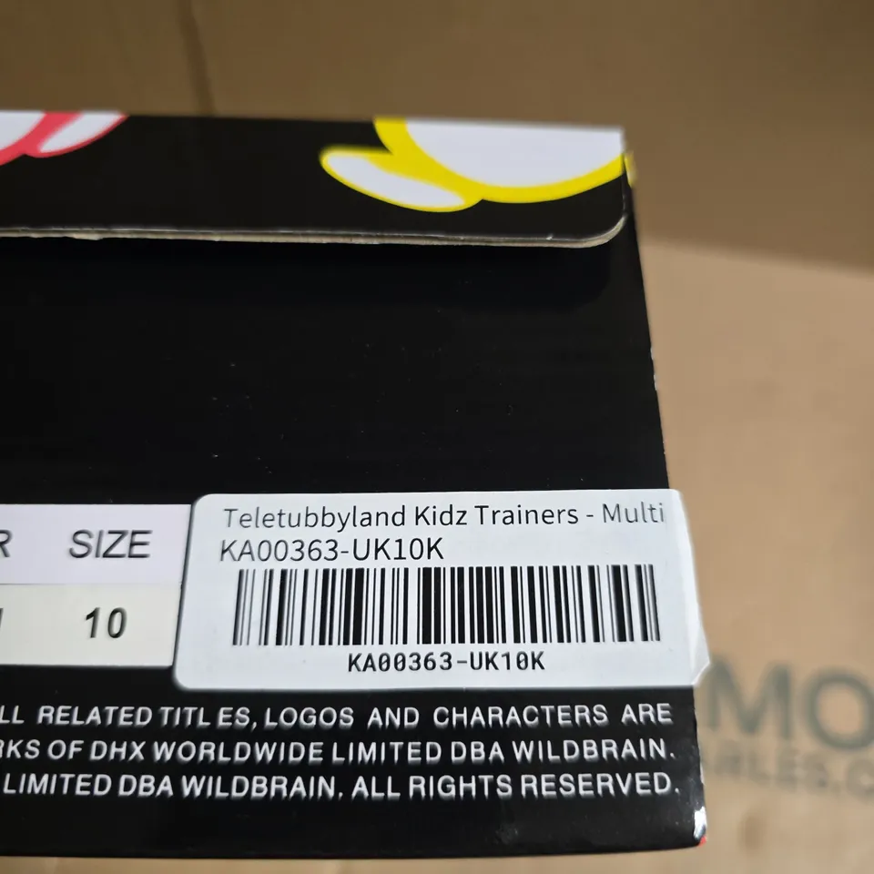 BOXED PAIR OF KOI TELETUBBYLAND KIDZ TRAINERS - MULTI (UK 10)