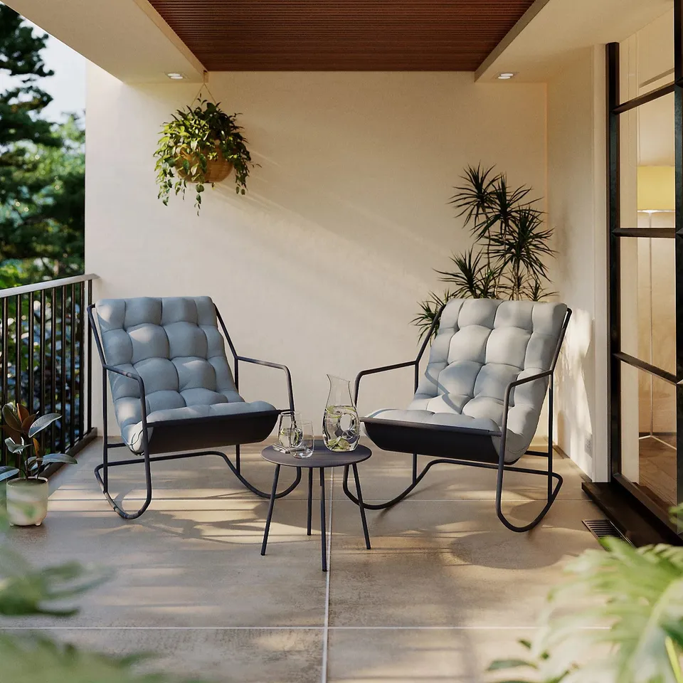 GARDEN STORIES ULTRA COMFORT PADDED ROCKING BISTRO SET