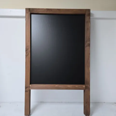 WOODEN-FRAMED CHALKBOARD ON STAND