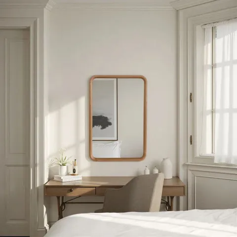 BOXED OAK FRAMED LARGE FULL LENGTH MYKELTI MIRROR (1 BOX)