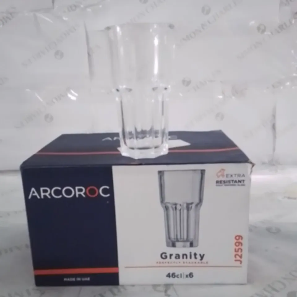 BOXED ARCOROC GRANITY GLASSES APPROXIMATELY 6
