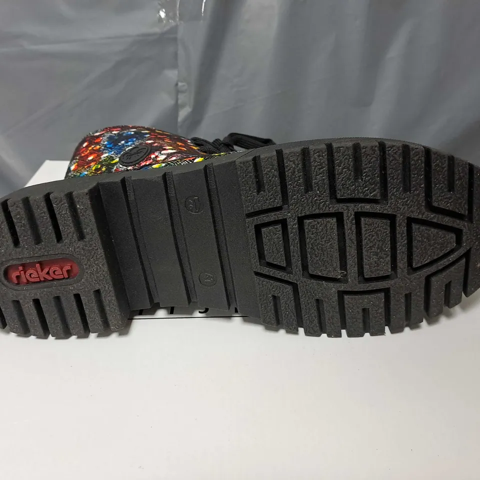 BOXED PAIR OF RIEKER BOOTS IN MULTI SIZE 6