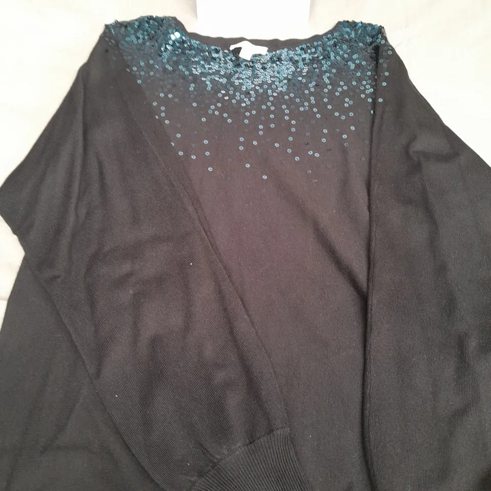 MONSOON LADIES BLACK SEQUINED JUMPER SIZE S