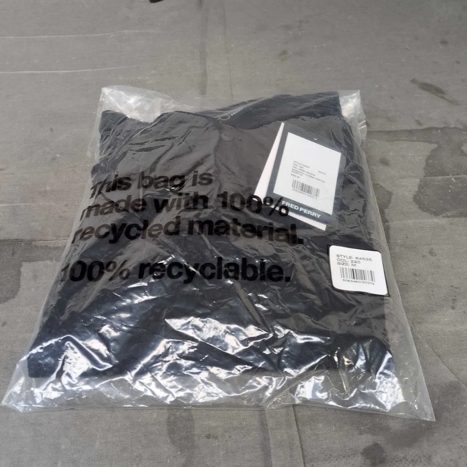 FRED PERRY CLASSIC KNITTED SHIRT LONG SLEEVE – BLACK, UK SIZE M (K4535)