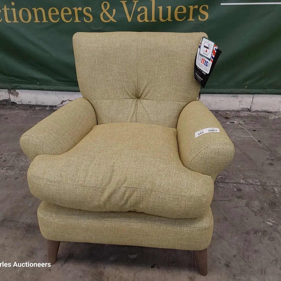QUALITY BRITISH DESIGNER LOUNGE Co. JOSHUA EASY CHAIR MUSTARD FABRIC 