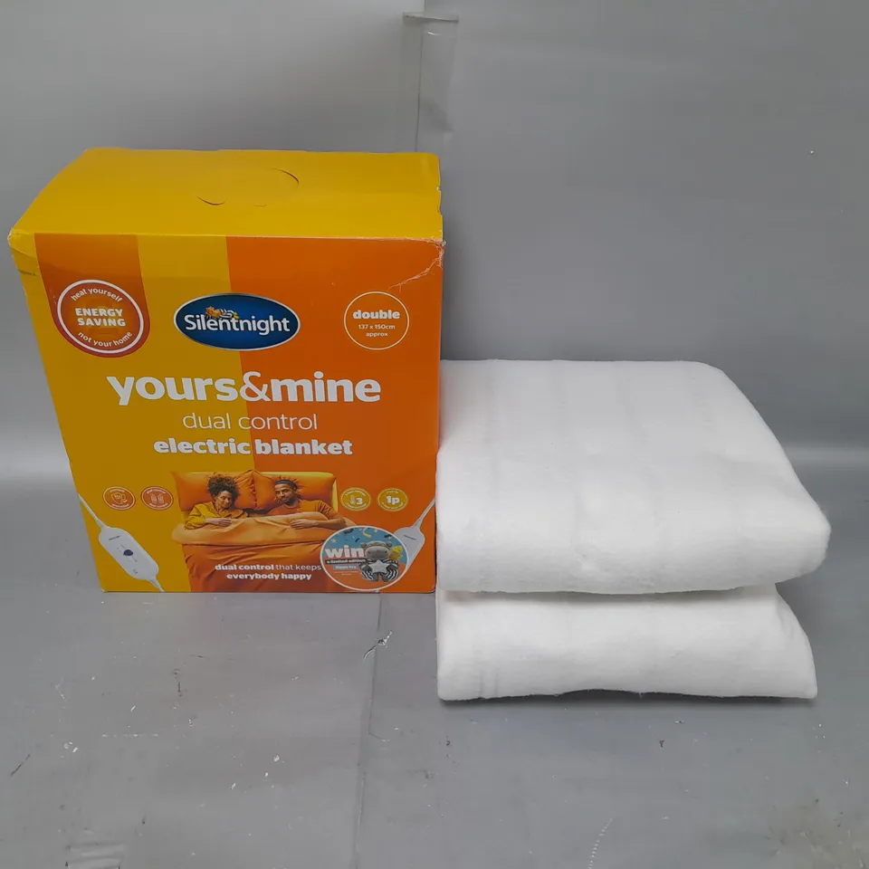 SILENT NIGHT YOURS & MINE DUAL CONTROL ELECTRIC BLANKET - DOUBLE