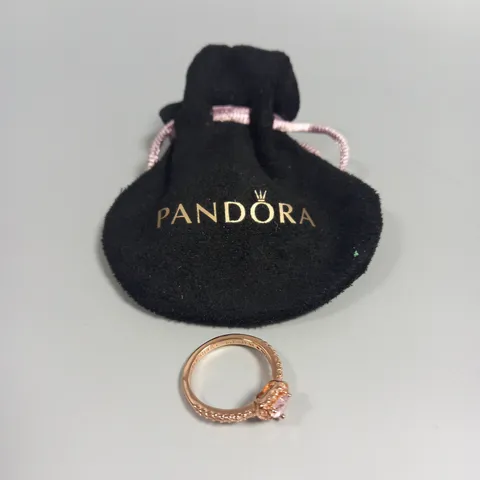 PANDORA ROSE GOLD-PLATED SPARKLING ELEVATED HEART RING