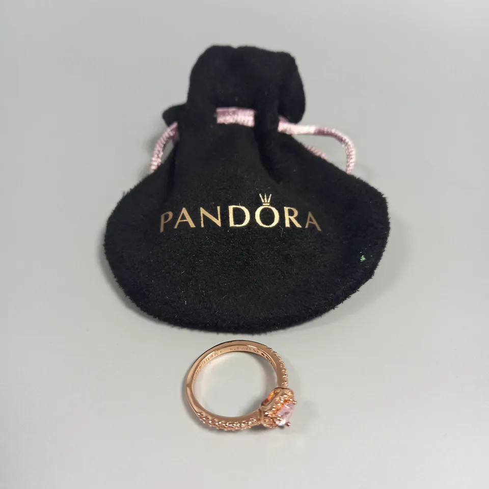 PANDORA ROSE GOLD-PLATED SPARKLING ELEVATED HEART RING