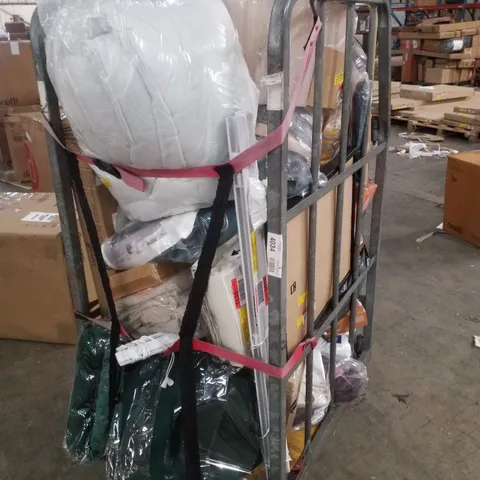 CAGE CONTAINING ASSORTED PRODUCTS INCLUDING LAMP SHADES, CURTAINS BLINDS & PICTURE FRAMES