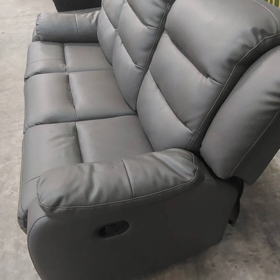 DESIGNER 3 SEATER MANUAL RECLINER LEATHER UPHOLSTERED SOFA 