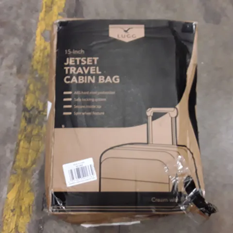 BOXED LUGG 15 INCH TRAVEL CABIN BAG - CREAM AND BROWN 