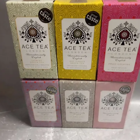 APPROXIMATELY 11 BOXES OF ACE TEA LONDON FRUITY INFUSIONS 15 TEA STOCKINGS AND PACK OF LADY ROSE TEA 50 SERVINGS