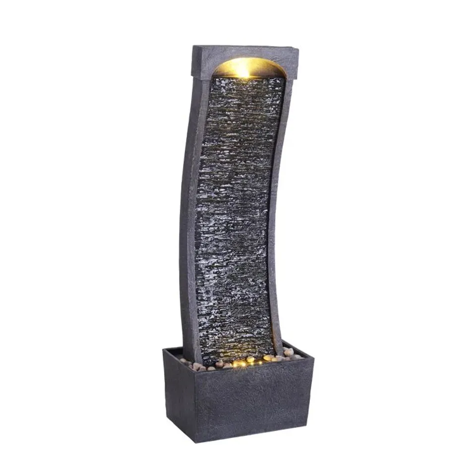 BOXED TEAMSON HOME 98CM INDOOR/OUTDOOR MODERN CURVED WATERFALL FOUNTAIN (1 BOX)