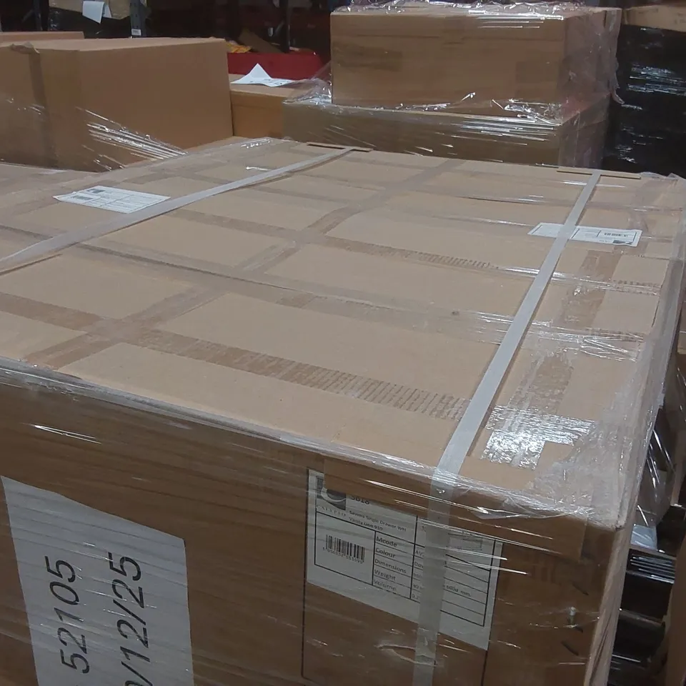 PALLET CONTAINING A LARGE QUANTITY OF BRAND NEW BRAND NEW SAVENA SINGLE DRAWER VANITY BASE UNIT
