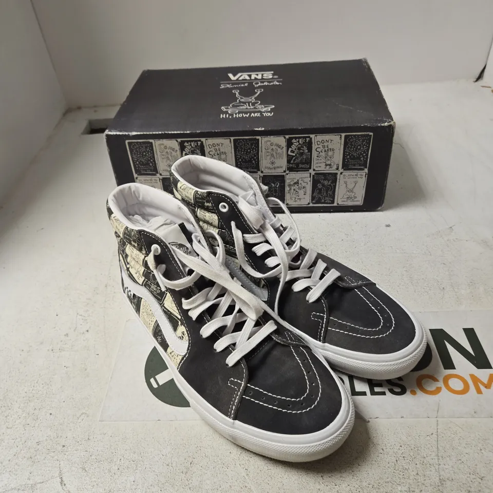 VANS SK8-HI HIGH-TOP SNEAKERS – DANIEL JOHNSTON 'HI, HOW ARE YOU' – UK 11