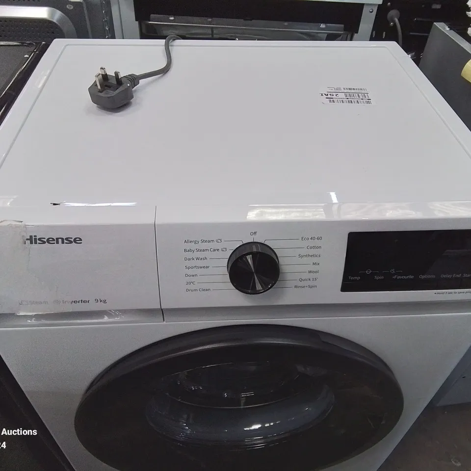 HISENSE 9KG STEAM INVERTER 1400 SPIN WASHING MACHINE IN WHITE 
