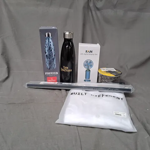 APPROXIMATELY 20 ASSORTED HOUSEHOLD PRODUCTS TO INCLUDE PIONEER NOTTLE, LED DIGITAL DISPLAY FAN, BUILT DIFFERENT POLO, ETC