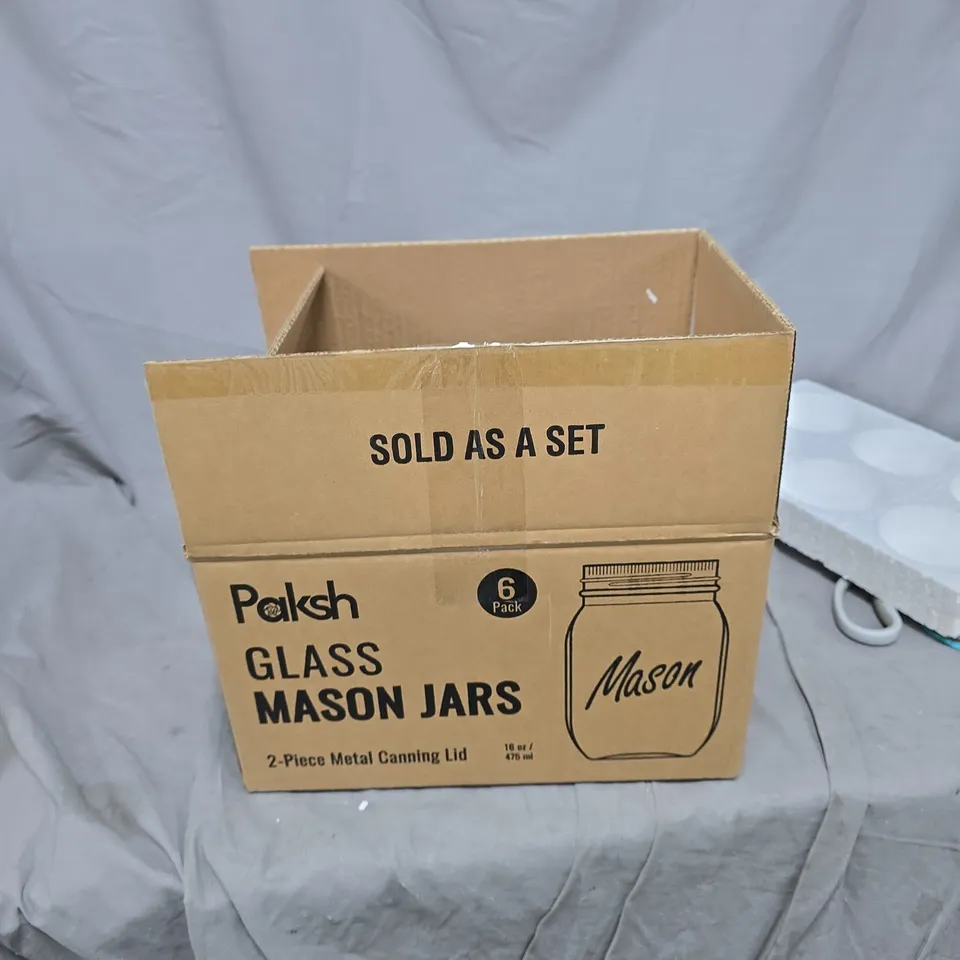 PAKSH GLASS MASON JARS – 6 PACK WITH 2-PIECE METAL LIDS