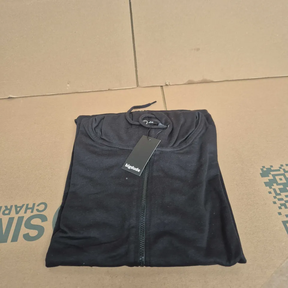 BIGDUDE MEN'S ZIP HOODIE – UK 5XL (EU 5XL, US 4XL) – BLACK